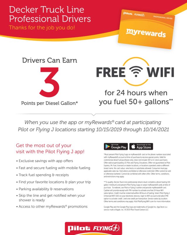 Announcement to all Decker Drivers Points/WiFi Flyer