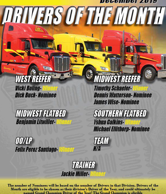 December Drivers of the Month (1/15/2020)
